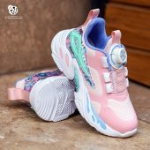 خرید کفش بافت پیچ اتومات میکی Bkg-22071 صورتی وارداتی