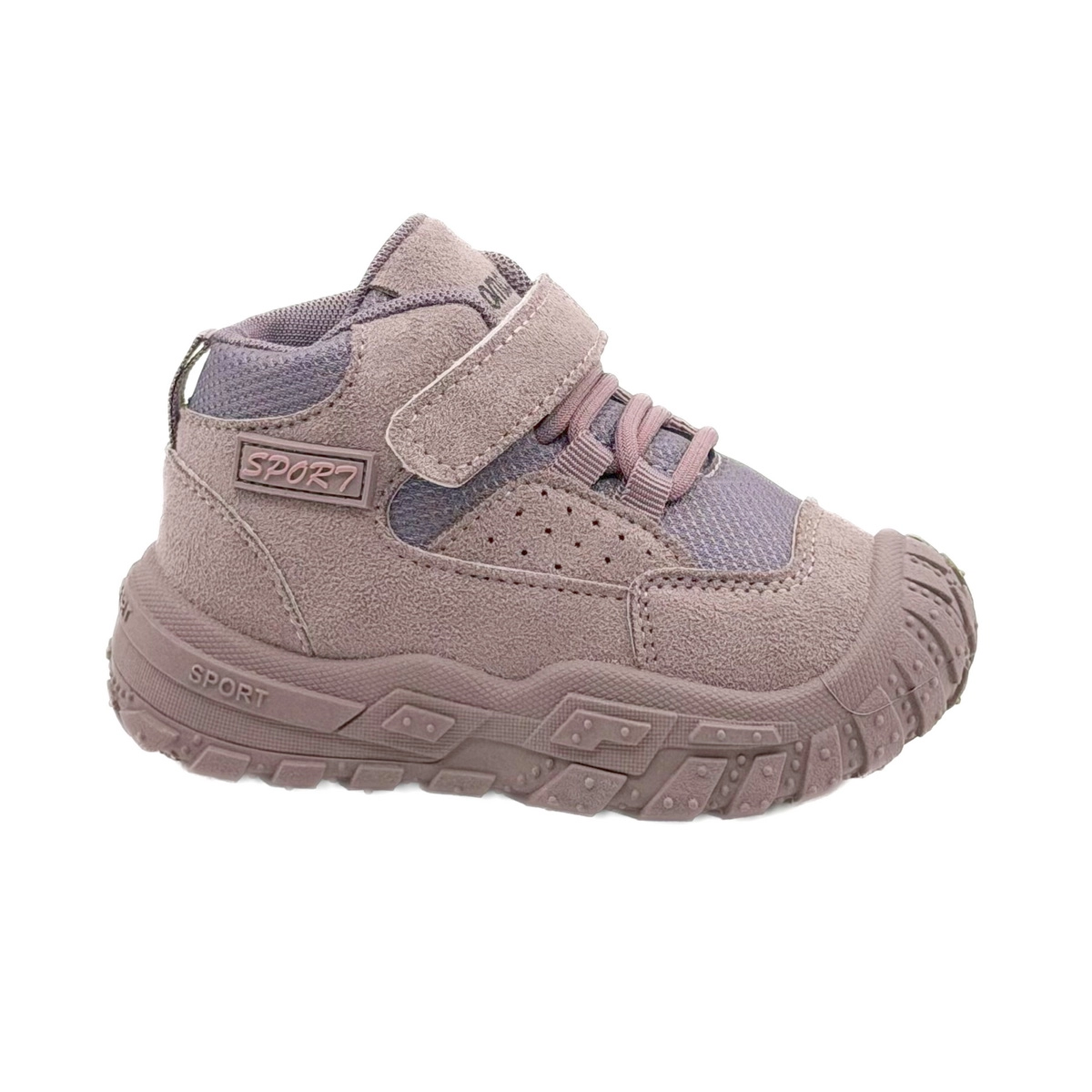 nim sag-sport- girl-3691 Sport-banafsh-1 نیم بوت بچگانه گرم و راحت جیر کد 3691 رنگ بنفش - تصویر 1